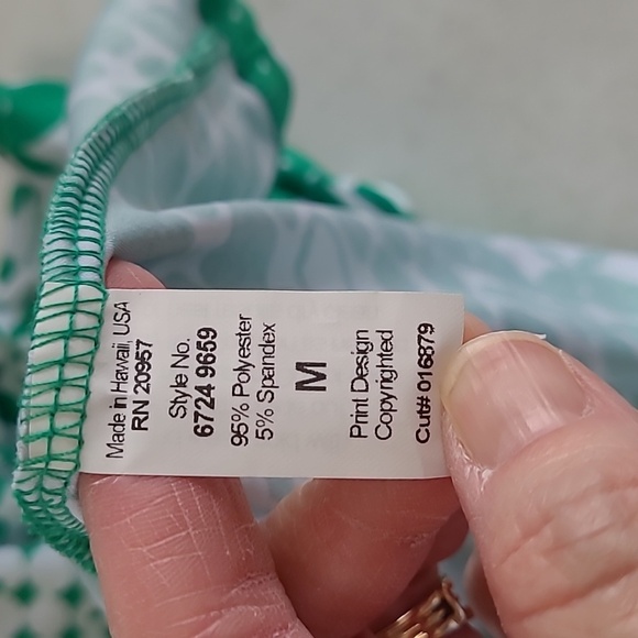 Tori Richard Honolulu green and white patterned dress size Medium - Picture 4 of 7